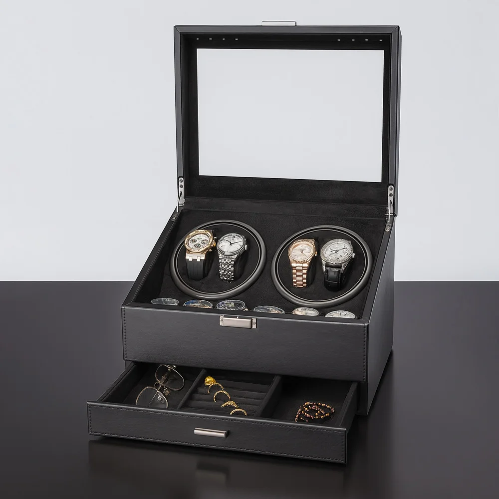 Automatische watchwinder met grote capaciteit - Mechanische horloge-organizerbox met sieradenopslag Horlogeopslagoplossing voor polshorloge