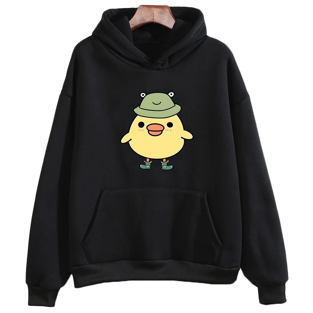 Cute Frog Hat Duck Graphic Hoodie Women/men Casual Sweatshirt Autumn Fleece Clothing Kawaii Cartoon Sudadera O-neck Pullover