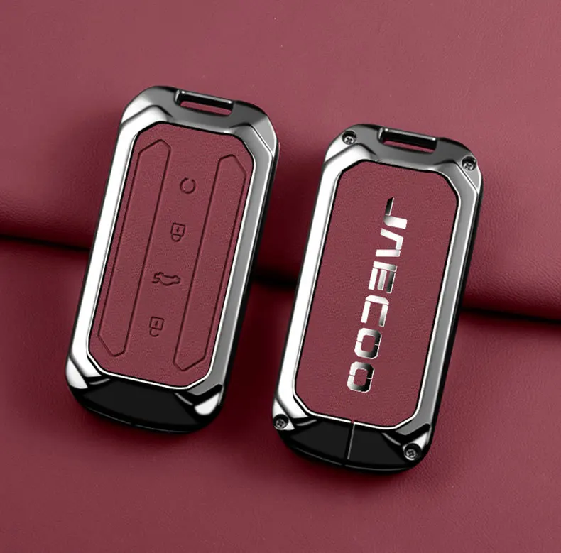 

Zinc Alloy Leather Car Remote Smart Key Case Fob Cover Protection Holder Shell For Chery Jaecoo J5 J7 2025 Keychain Accessories