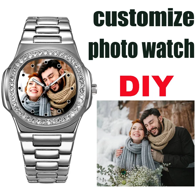 شعار مخصص صور ووتش للرجال حجر الراين الساعات للتخصيص مخصص طباعة الصور OEM ساعة معصم هدية عيد ميلاد #1