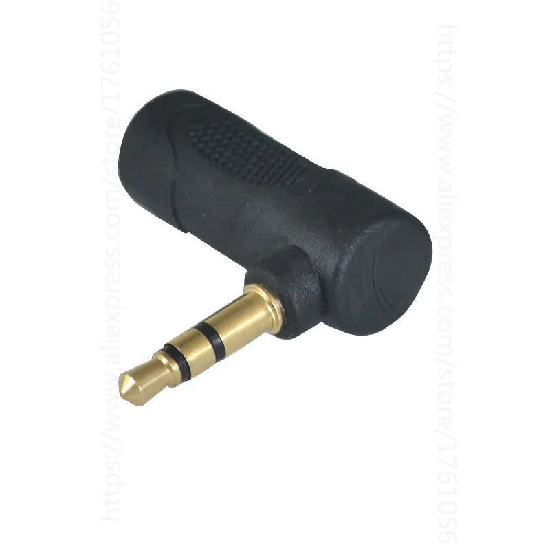 Gold 3.5mm 3 Pole Stereo 90 Degree Right Angle Female to 3.5mm 3Pole Male Audio Plug L Shape Jack Adapter Connector 2pc/lot