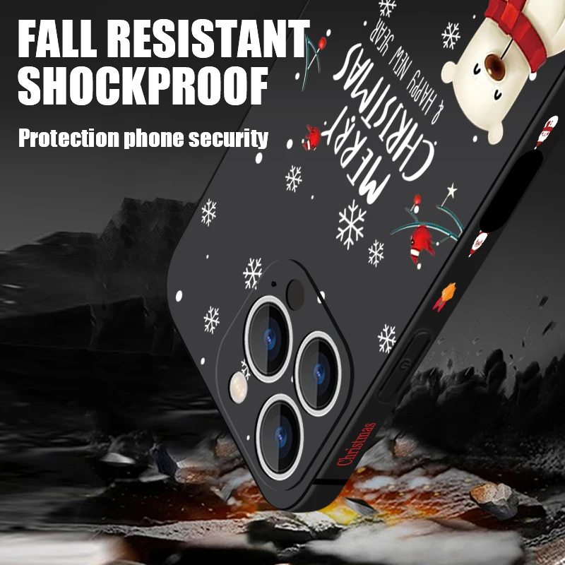 크리스마스 폰 케이스 아이폰 17 프로 맥스용 여우 북극곰 엘크 랜야드 커버 아이폰 16 프로 맥스 15 14 13 12 11 16e 에어용