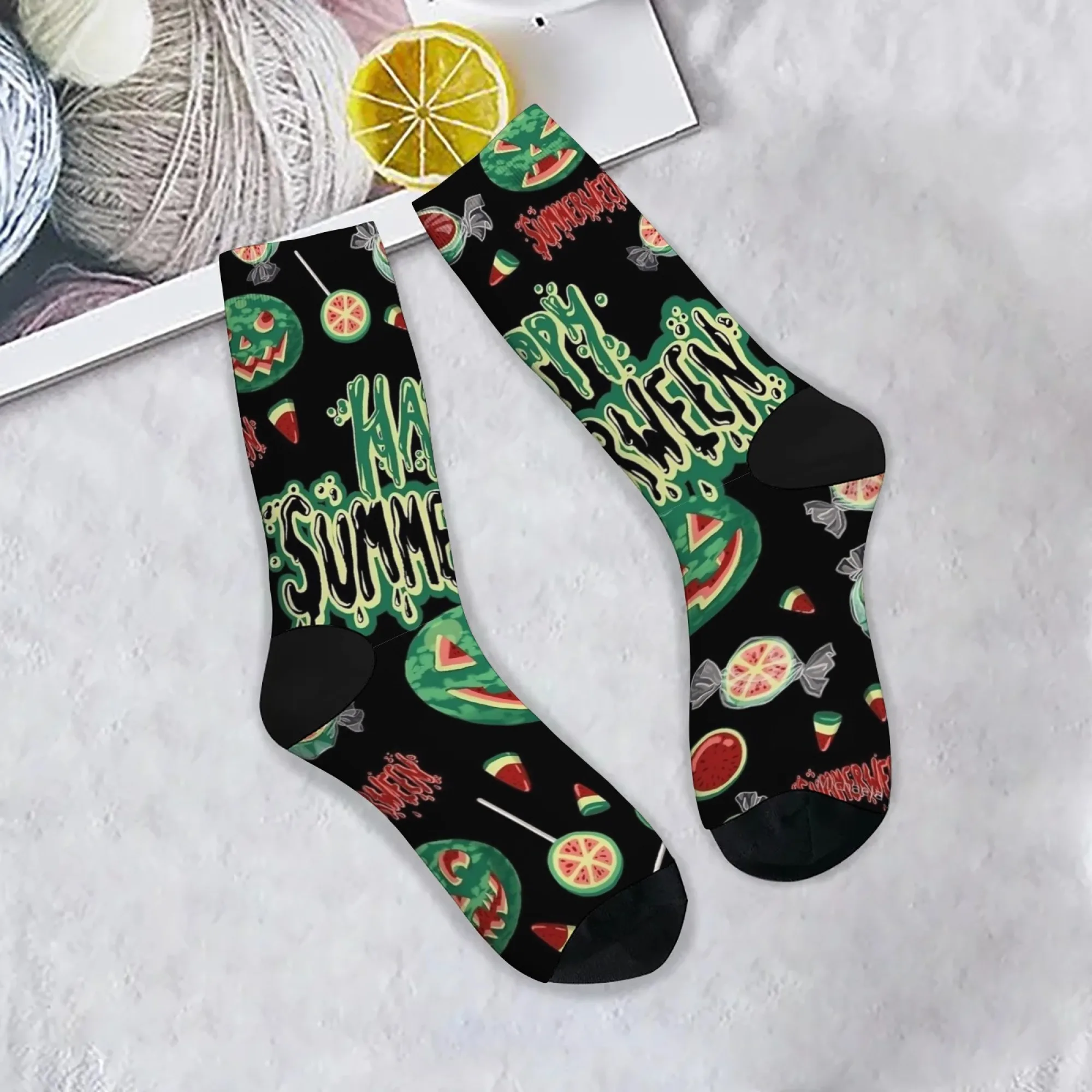 Летние забавные носки с изображением арбуза на Хэллоуин, новинка, уличная мода в стиле Харадзюку, забавные компрессионные носки, подарок унисекс