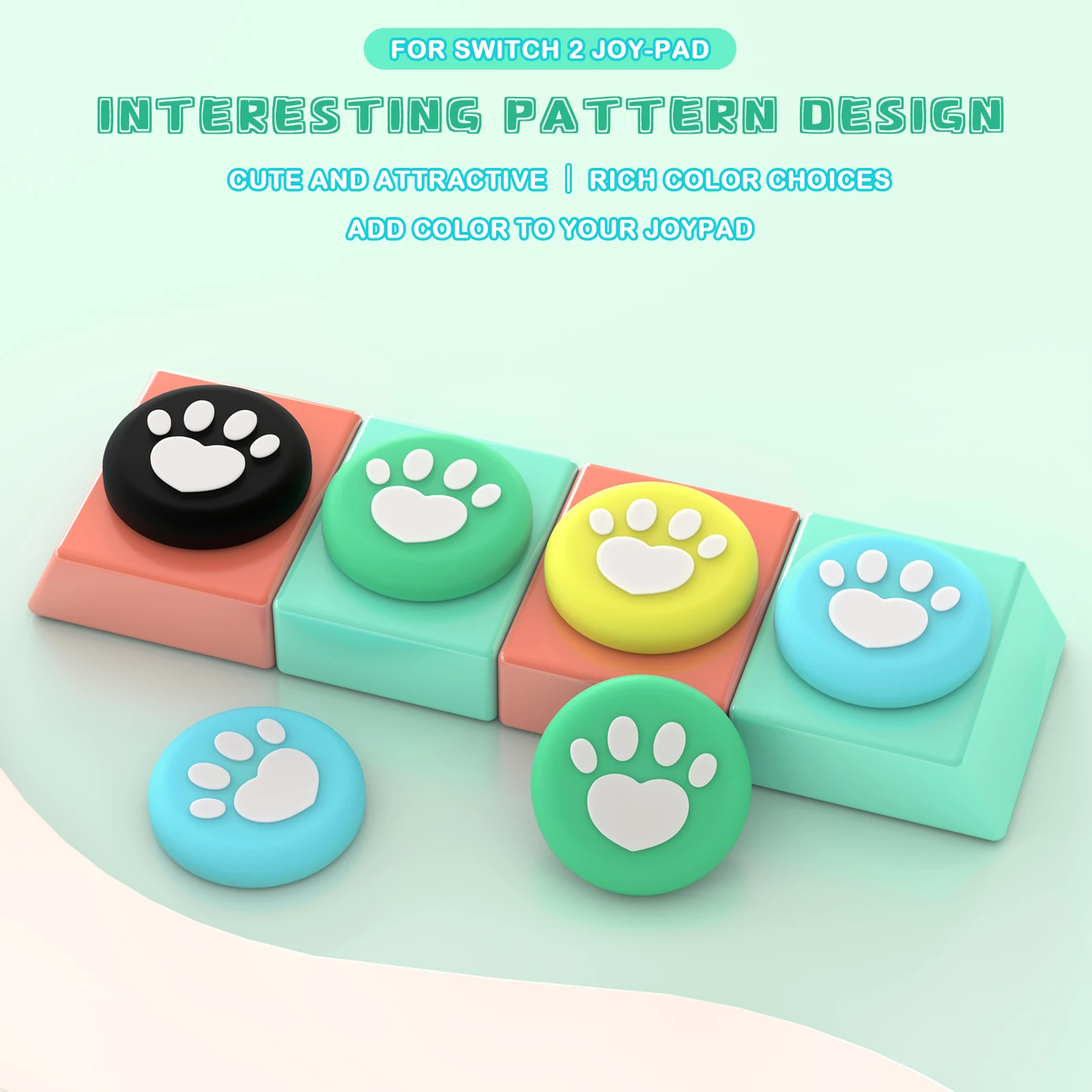 2PCS Switch 2 Thumb Stick Grip Caps 3D Print Silicone Thumb Grip Non-Slip Analog Cap Game Accessory