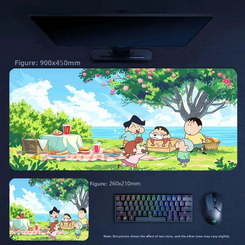 Animation Crayon Shin-chan and His Friends Outdoor Picnic Series Leather Non-slip Mouse Pad Office Multi-size Leather Table Mat