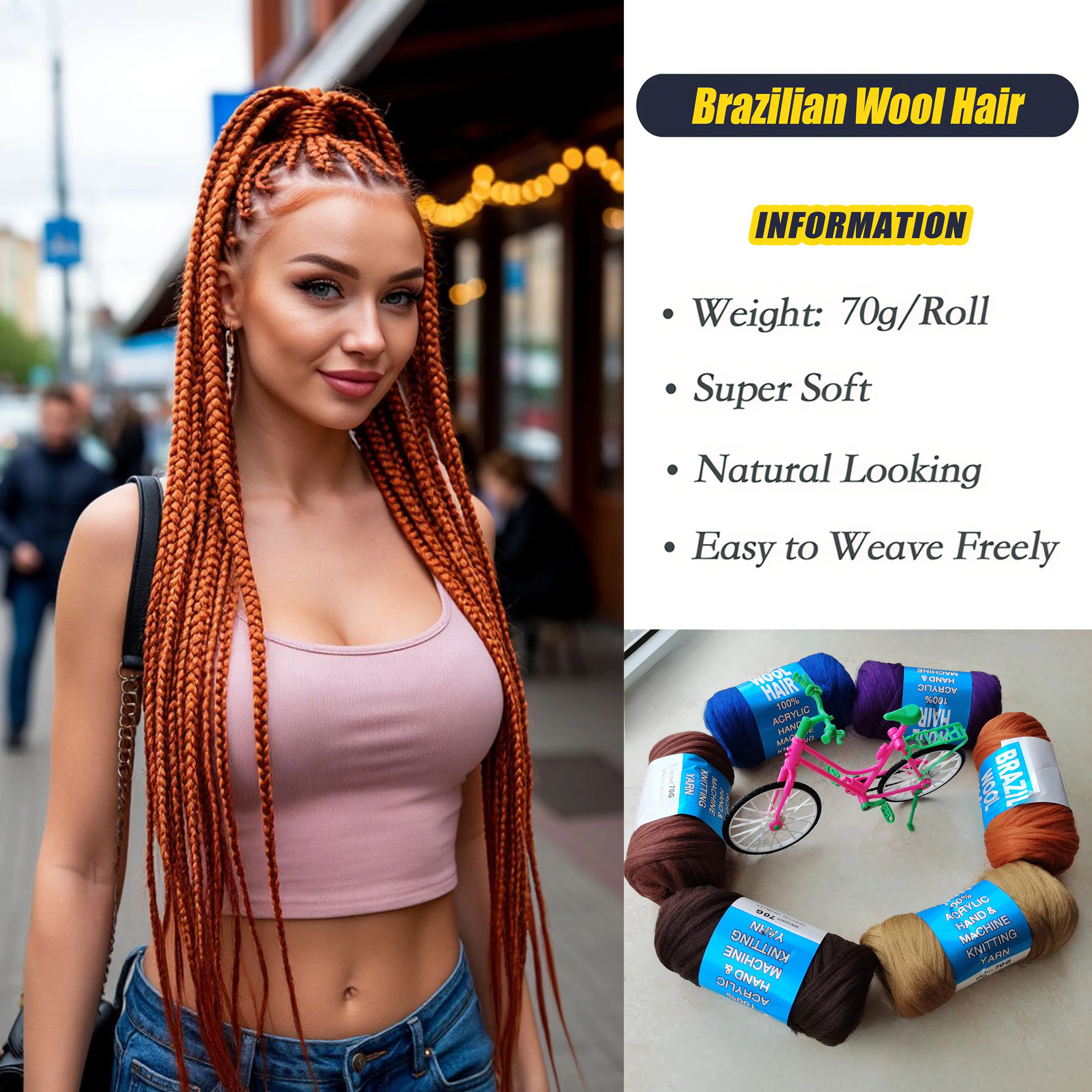 

Бразильские шерстяные наращивание волос для сенегальских твист-косичек, искусственные африканские вязанные крючком волосы, плетение твист-обертывания, синтетические волосы