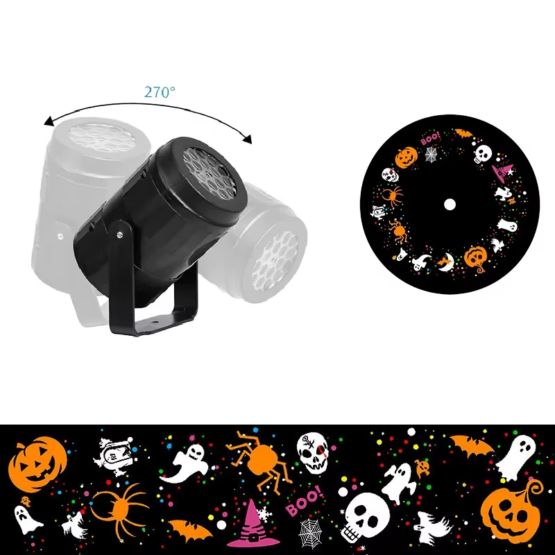 Rotatable Halloween LED Pattern Projector Light, Ghost Pumpkin Spider Projection Lamp, Indoor Wall Ceiling Holiday Decorations