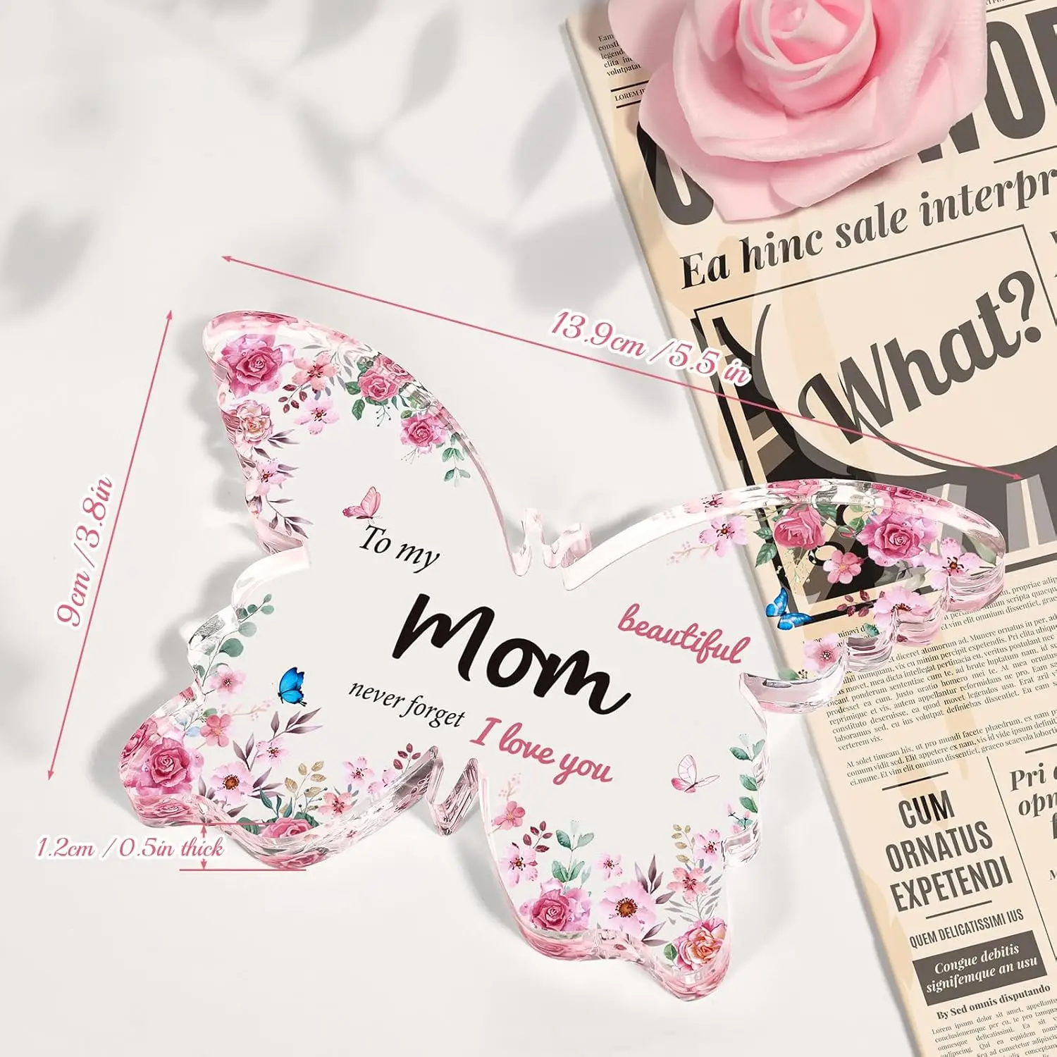Mom Birthday Gifts from Daughter: Great Birthday Gifts for Mom, Butterfly-Shaped Acrylic Keepsake Mom Gifts, Heartwarming Thanks