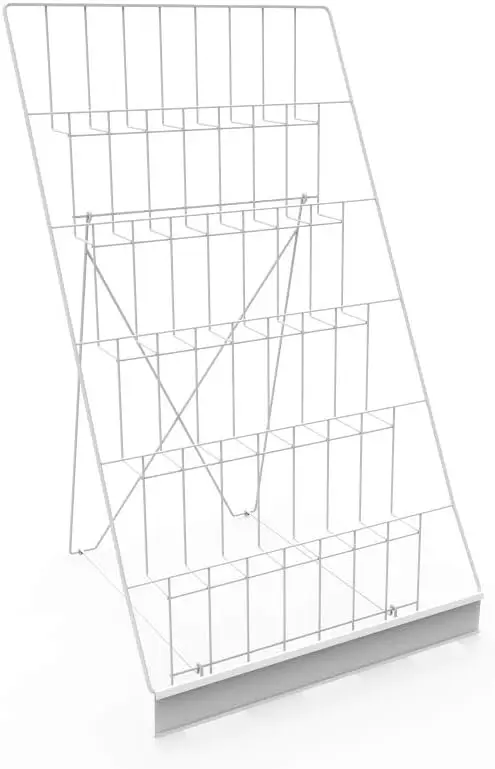 

® 18" W Tabletop Literature Organizer for Magazines & Brochures, 6-Tiered White Wire Display Rack 119354-WHITE