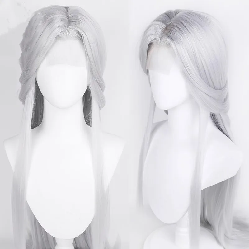 Ashes of the Kingdom Zuoci al gestileerde cos pruik lang zilver wit cosplay pruiken cos rekwisieten set voor kinderen cadeau