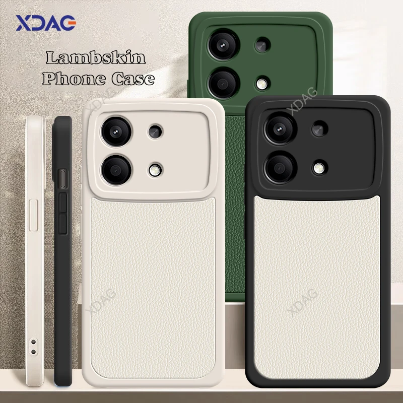 Lambskin Phone Case for Xiaomi Poco X6 Pro X6Pro 5G 2311DRK48G 2311DRK48I Luxury Leather Litchi Peel Pattern Original Back Cover