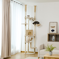 Floor to Ceiling Cat Tree Adjustable Cat Tower Tall Kitty Climbing Play House with Scratching Posts Cozy Condo Perches Hammock