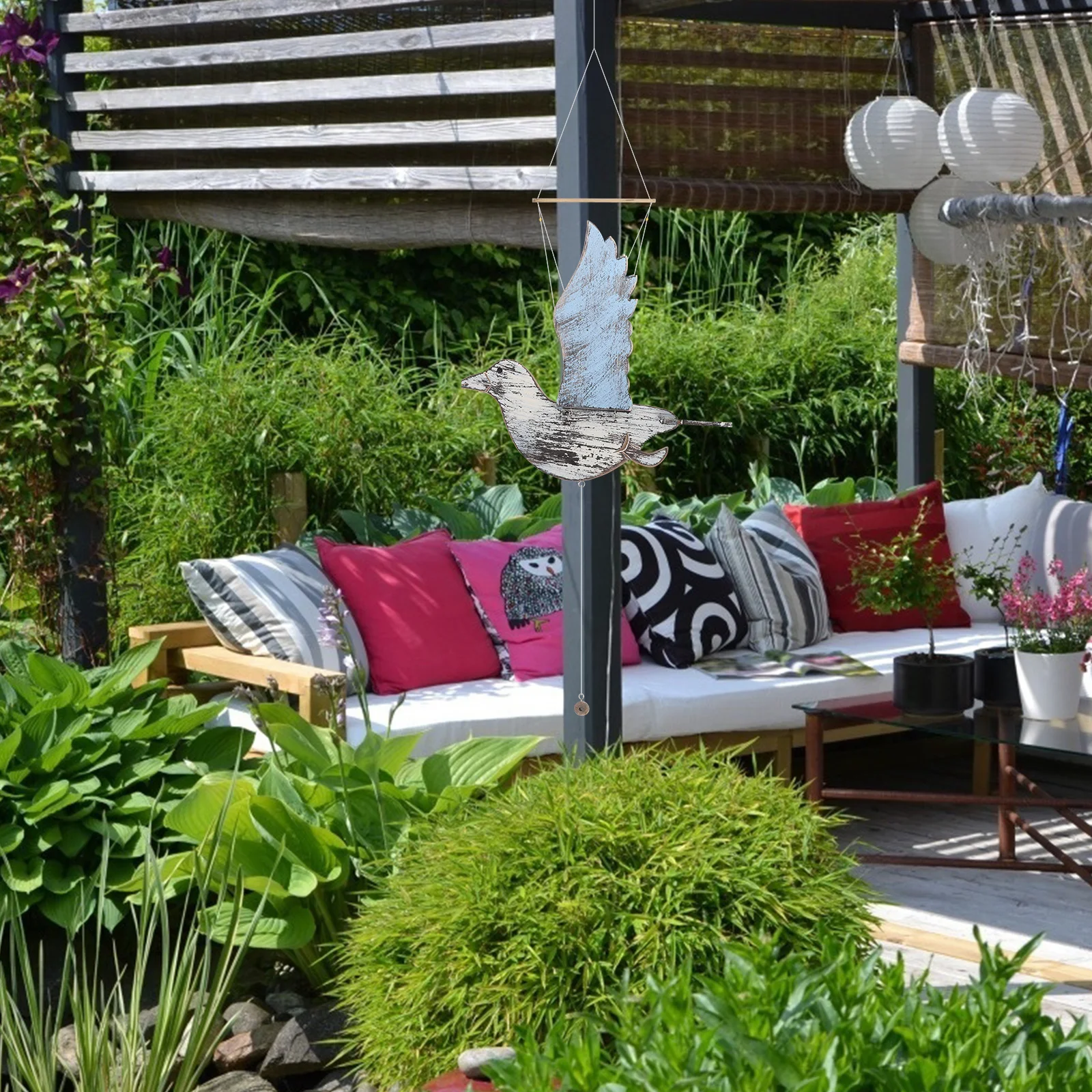 

Wooden Seagull Pendant Mediterranean Style Hanging Decoration Simulation Seagull Craft for Indoor Wall Hanging Sea Bird Ornament