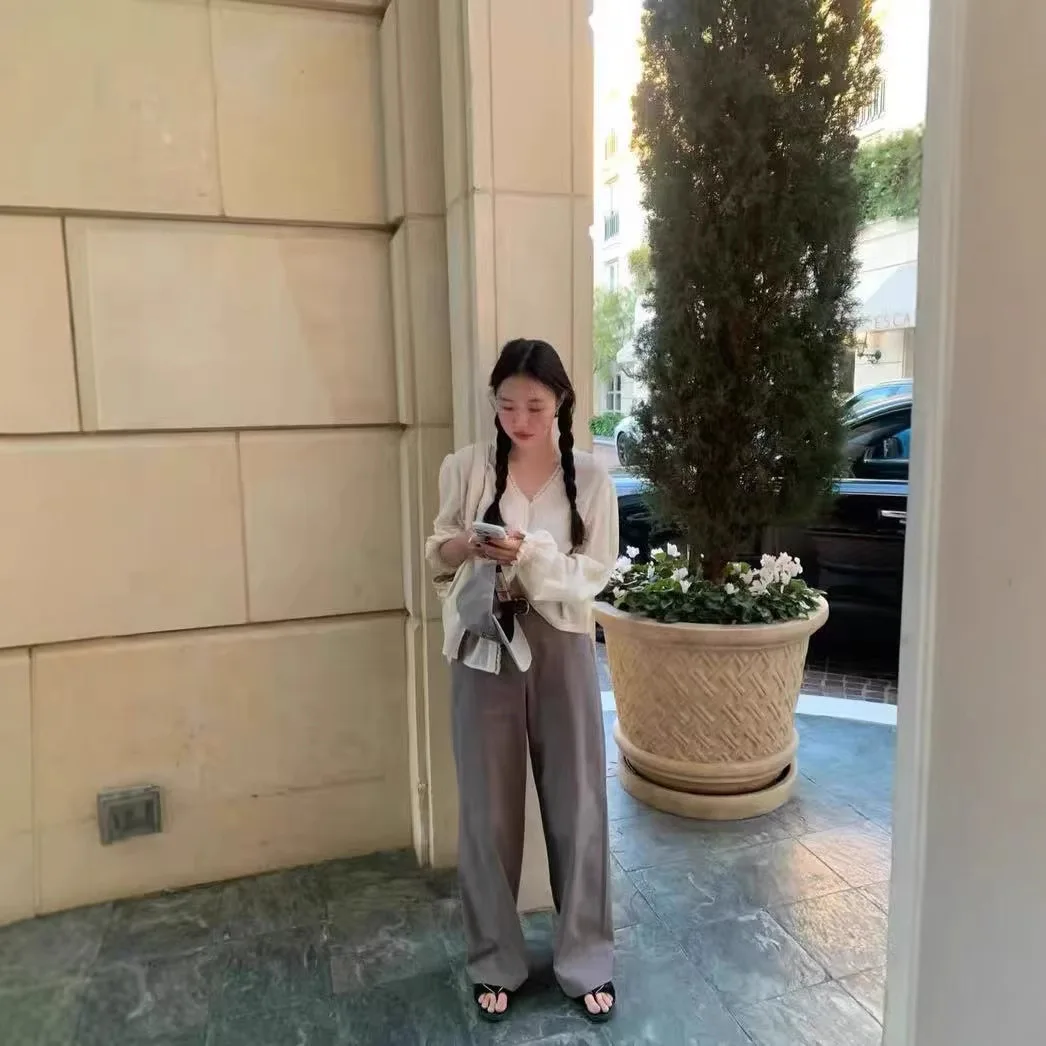 

Tanat Cotton 100% V-neck Lace Button Shirt Loose Fit Long Sleeve Girls Fashion Summer Shirt Button up Style White Color