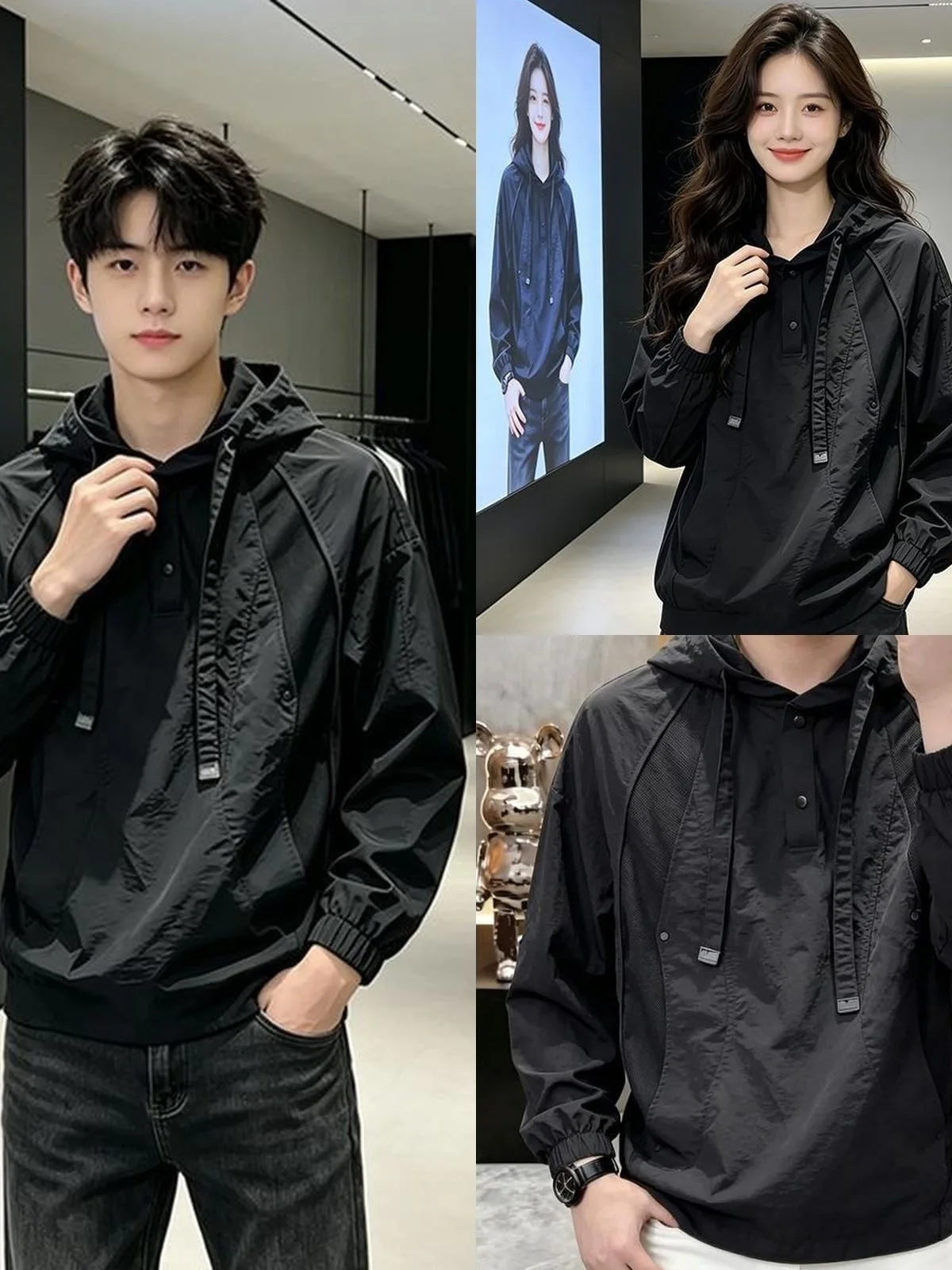 Black Samurai Minimalist Hooded Jacket Men's Fashion Simple Match Casual Long Sleeve Outerwear Autumn New Style Sweatshirt