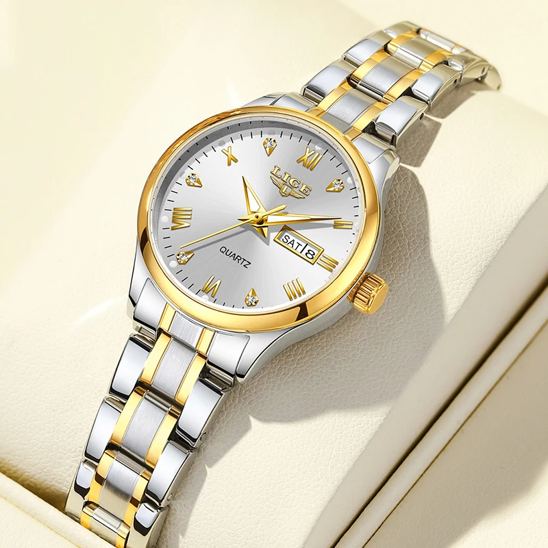 

LIGE новые женские деловые часы, модные элегантные кварцевые наручные часы с датой недели для женщин, спортивные водонепроницаемые светящиеся часы для женщин на открытом воздухе