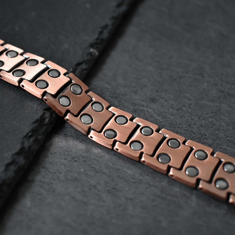 سوار مغناطيسي للنساء من النحاس النقي للعلاج بالطاقة الحيوية أساور سلسلة هندسية فايكنغ على اليد مجوهرات عصرية