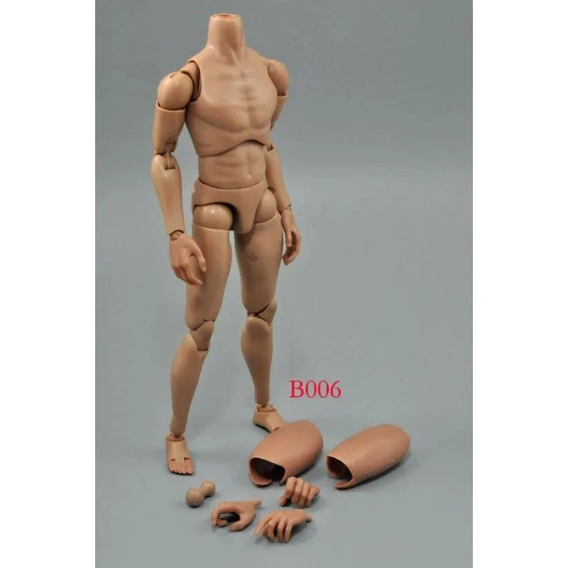 Männlicher Körper im Maßstab 1:6, Militärmann, schmale Schultern, nackte Actionfigur, Körperhautfarbe für 12-Zoll-Actionfigurenspielzeug B006/B007