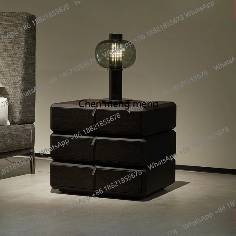 Rotating Black Bedside Table Storage Modern Living Room Side Nightstands Luxury Drawers Comodino Camera Letto Bedroom Furniture