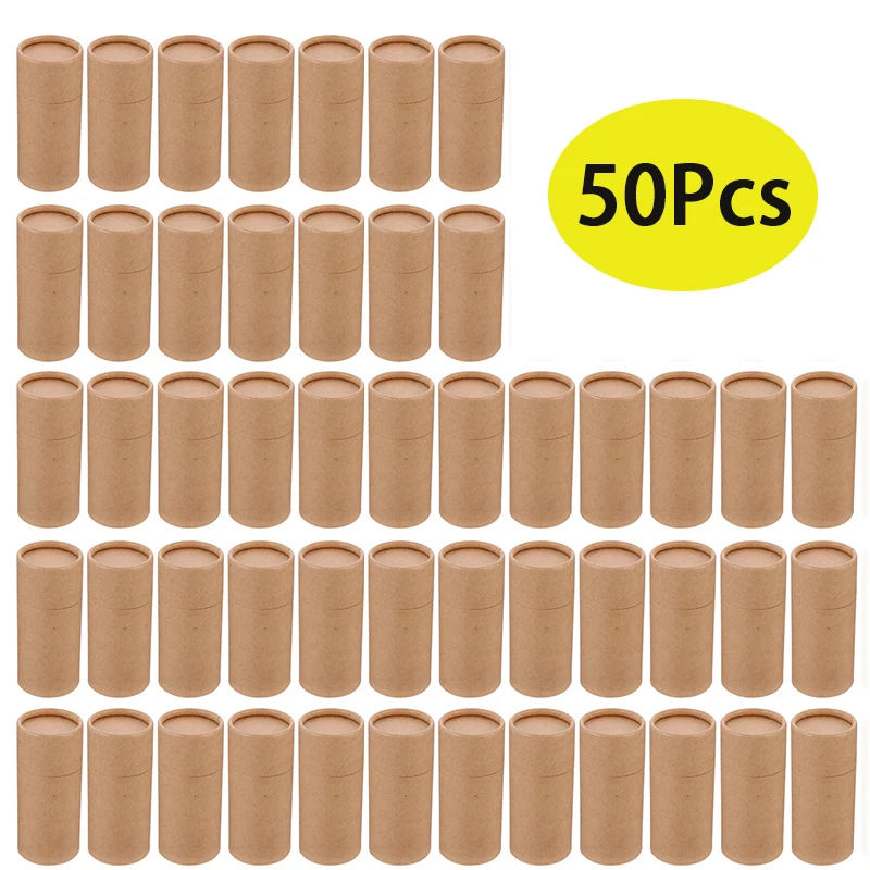 

50Pcs 10ml Kraft Paper Tubes with Lid Cardboard Boxes Empty Kraft Paper Jar Round Containers Bottle Packaging Box