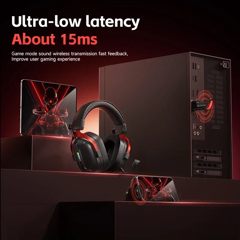 

New Mchose S9 Pro Ai Noise-cancelling Rgb Long Standby Computer Gaming Headphones Aluminum Tri-mode Low Latency Headphones