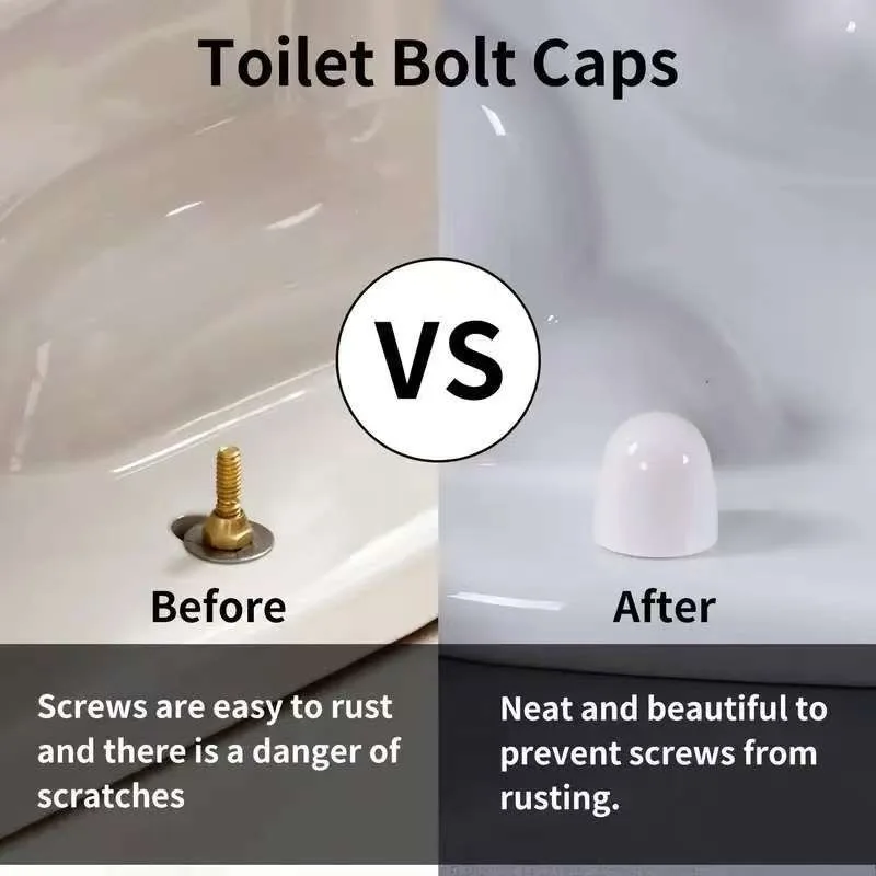 6 قطع من أغطية براغي غطاء المرحاض، أغطية زخرفية بلاستيكية بيضاء لإكسسوارات الحمام، سهلة التركيب، لمسة نهائية بيضاء أنيقة