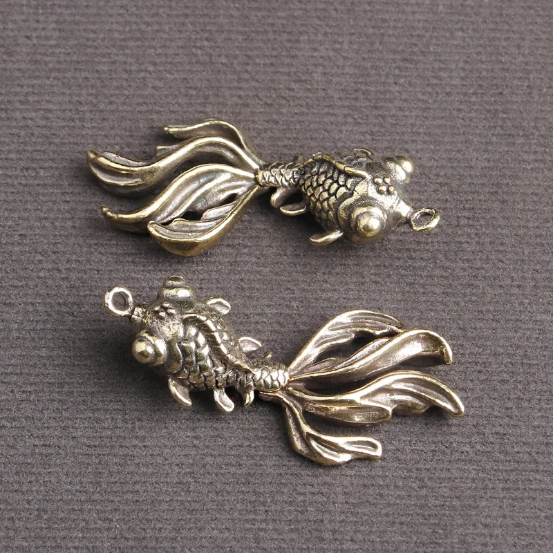 Brass Goldfish Buckles Keychain Pendant Chines Attracting Wealth Creative Pendant Antique Imitation Small Bronze Ware Decor