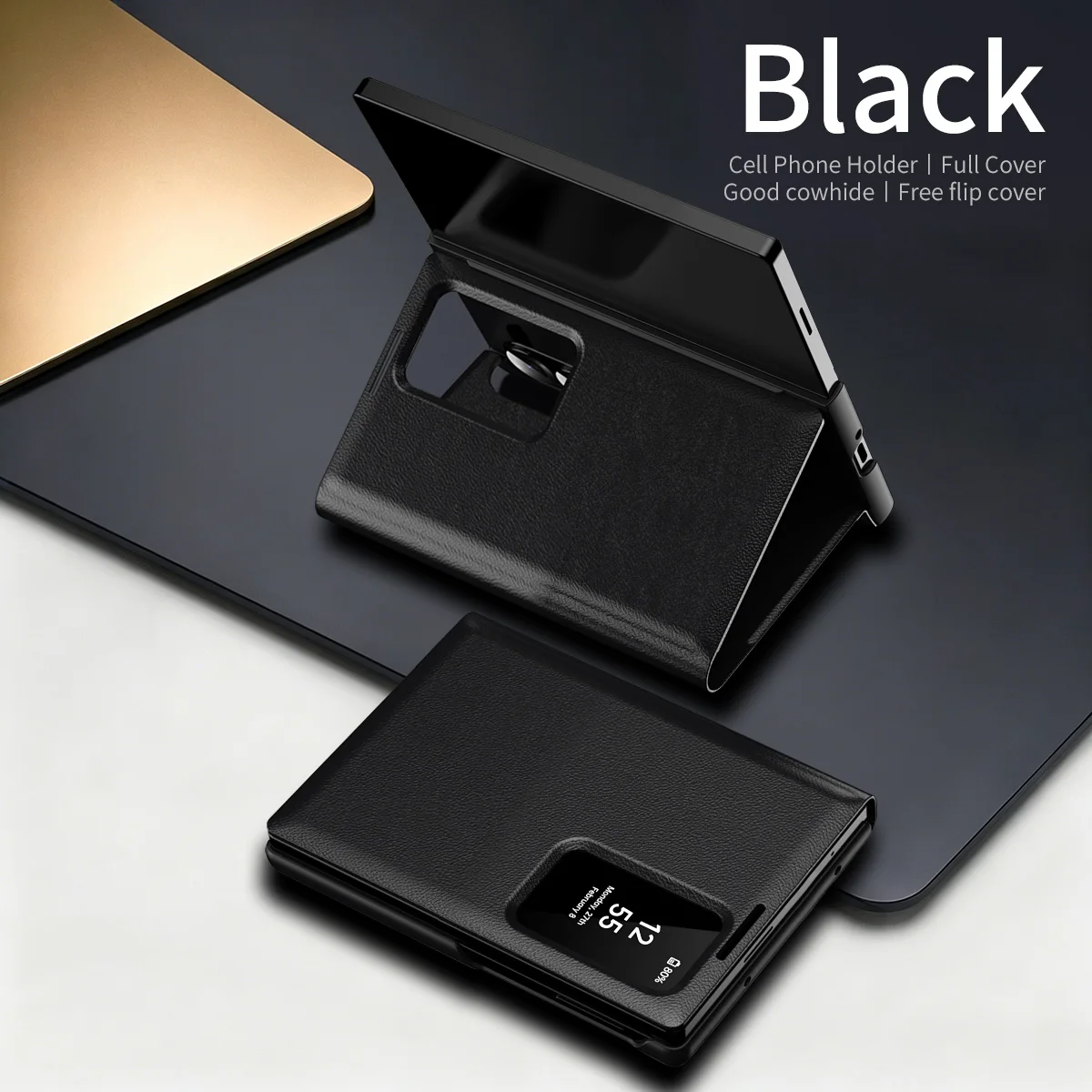 mart Card Insertion Leather Wallet Phone Case for Samsung Galaxy Z Fold 8 7 6 5 4 3 / 8 ultra Hinge Protection Shockproof Cover