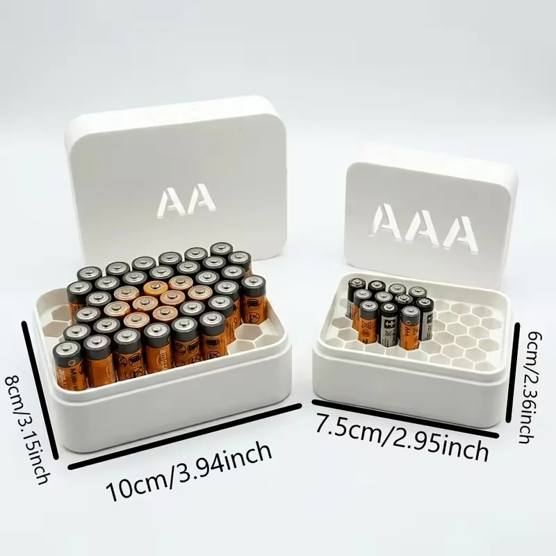 3D Printed Honeycomb AA/AAA Battery Storage Box Minimalist Home Organization Gadget for Neatness Lovers