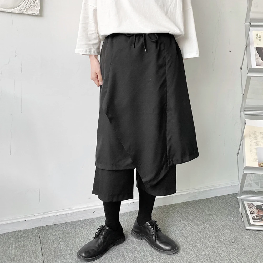XS-5XL Spring New Men's Asymmetrical Skirt Pants American Retro Fashion Trend High Street Casual Loose Niche Men's Bottoms