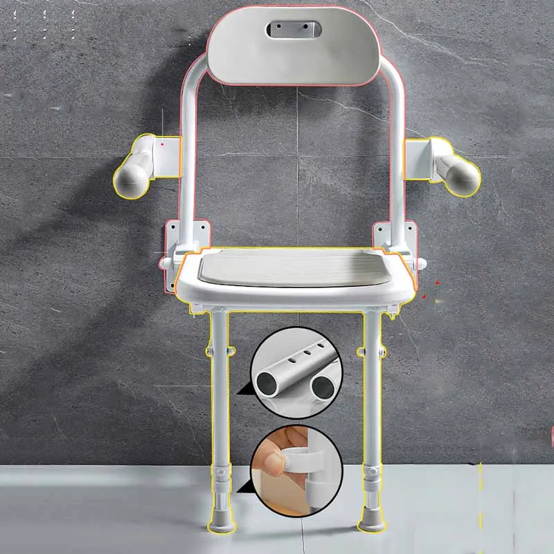 Modern Anti Slip Bathroom Chair Toilet Disabled Space Saving Foldable Chair Ergonomic Nordic Metal Silla Ducha Furniture Home