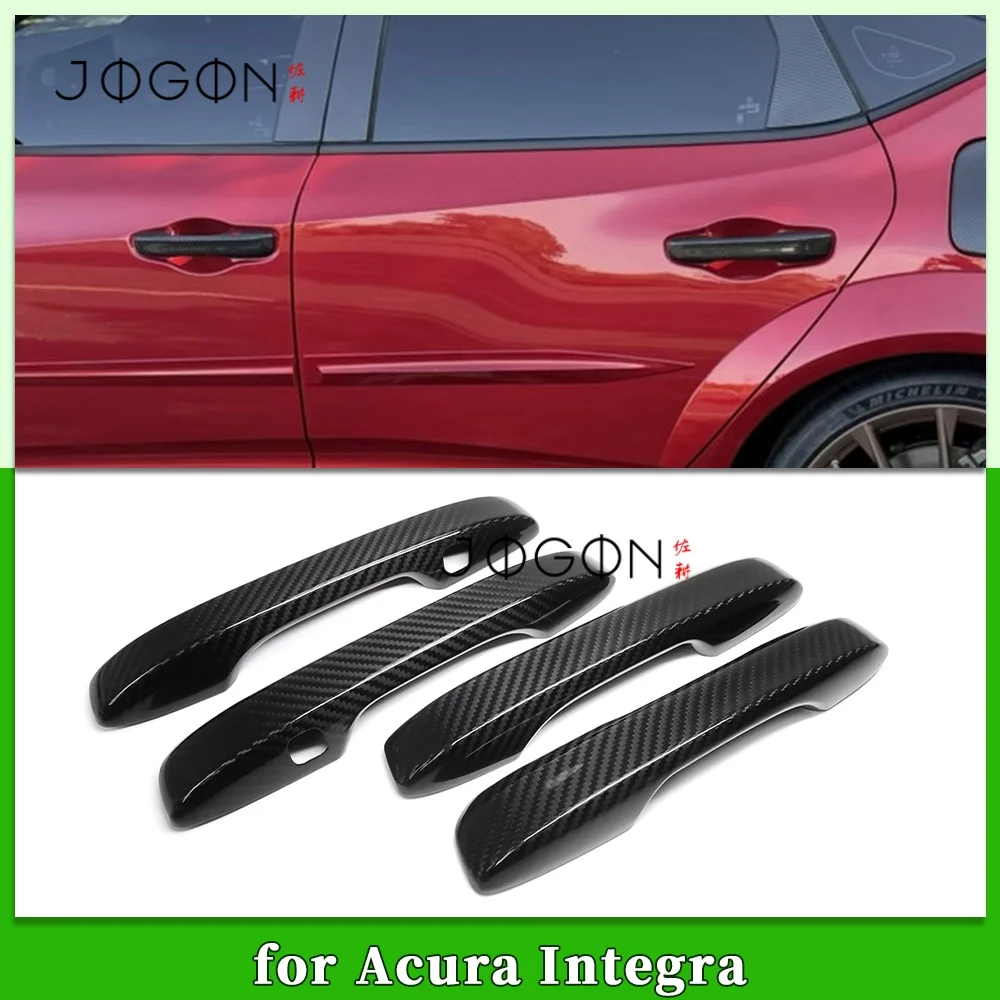 4Pcs Carbon Fiber Exterior Car Side Door Handle Frame Cover Sticker Trim Car Accessories For Acura Integra Type S A-Spec 23-2025