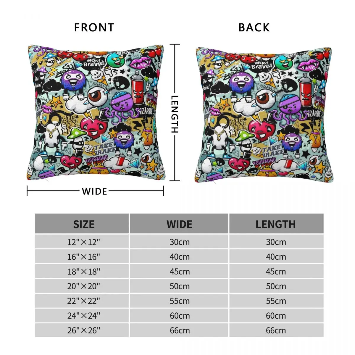 Funny Weird Comics Zombies Faces Square Pillowcase Polyester Linen Velvet Creative Zip Decor Pillow Case Home Cushion Cover