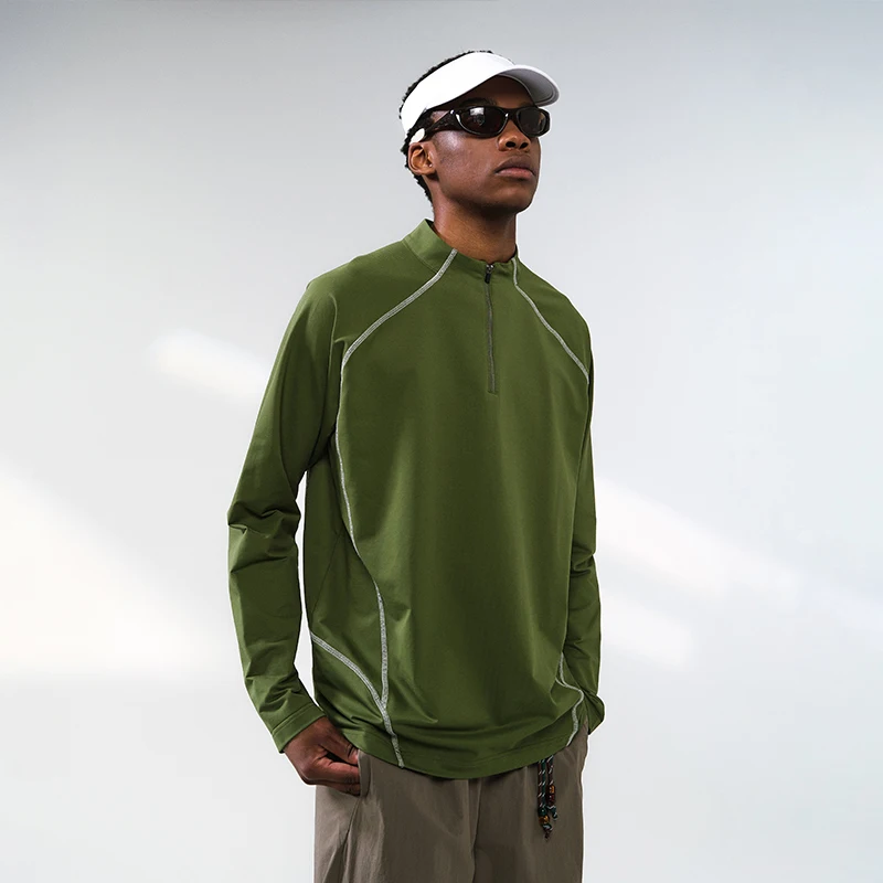 

INFLATION Men's Windproof Long Sleeve T-Shirt 2025 Autumn High Neck Half-Zip Base Layer Outdoor Thermal Performance Top