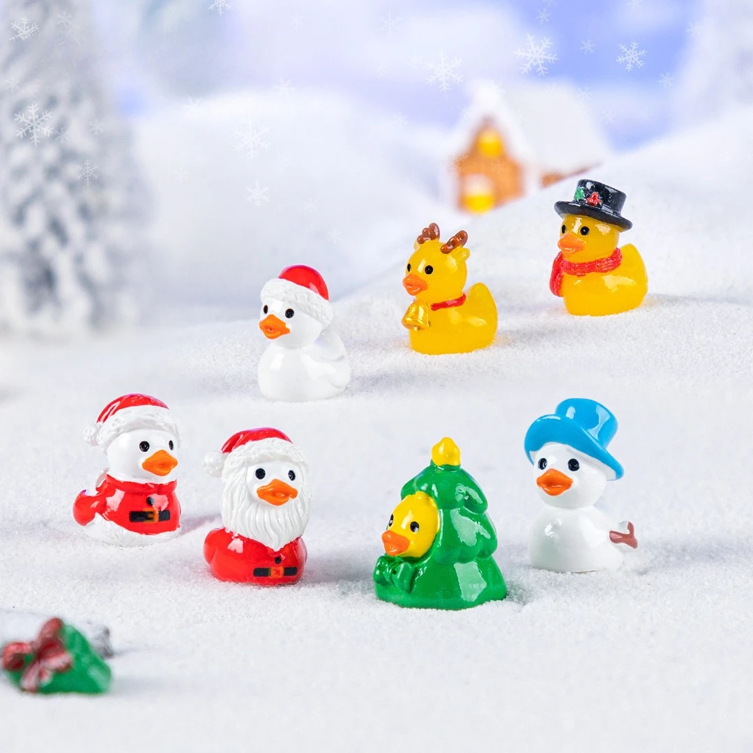 Mini Weihnachts-Gelbe-Enten-Harzfiguren DIY Mikro-Landschaftszubehör Mini Auto-Armaturenbrett-Dekor-Ornamente – Detail 1