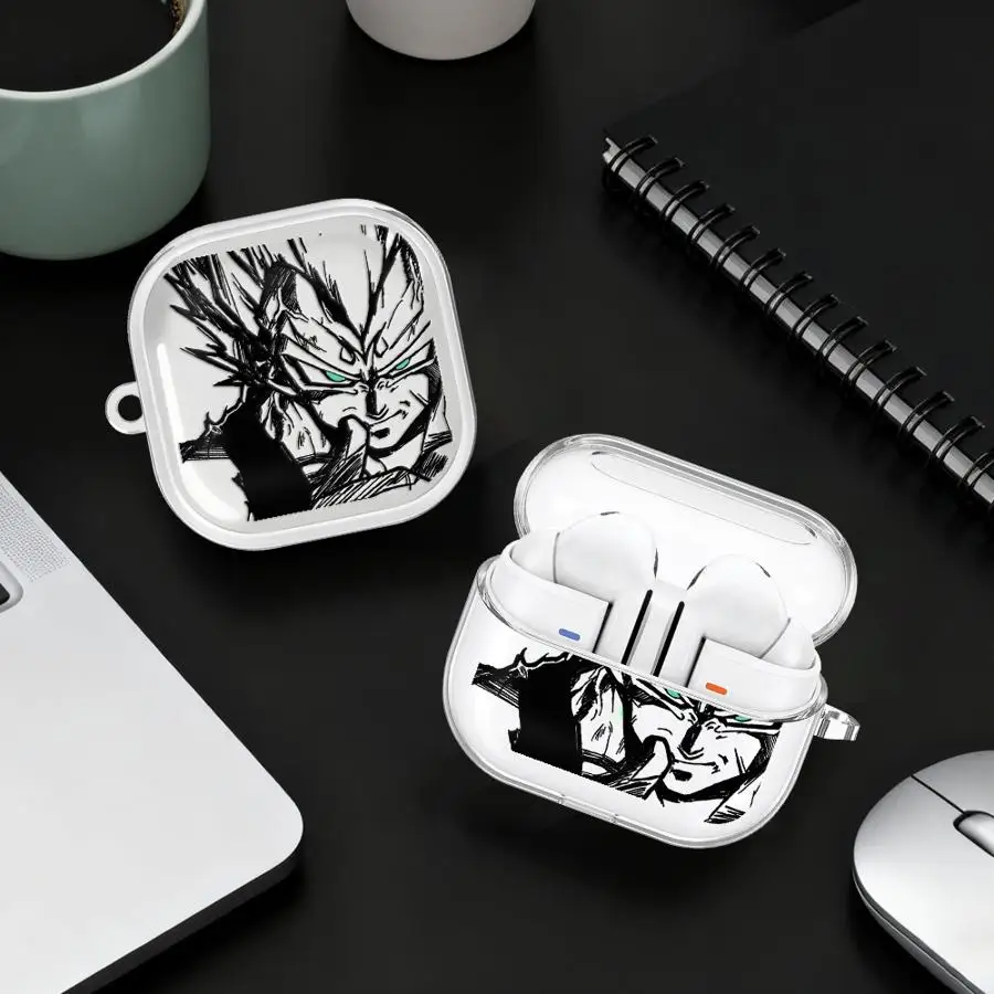 Clear Earphone Cases Cover With Hook Case For Samsung Galaxy Buds 3Pro Live 3 FE 2 4 Pro 4Pro 2Pro Dragons-Ball Gokus Vegeta