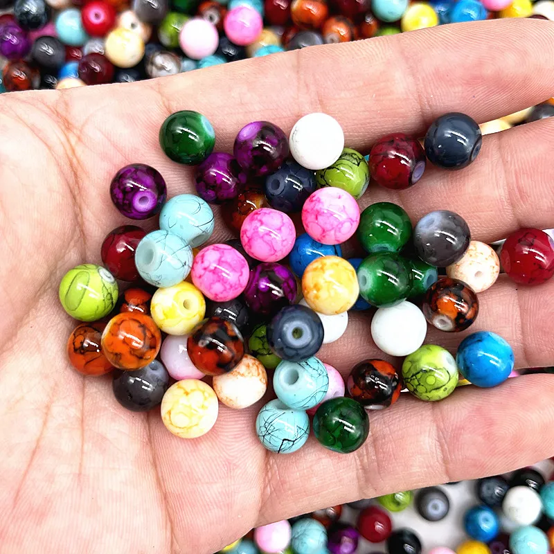 New 4/6/8/10mm Round Glass Beads Loose Spacer Beads for Jewelry Making DIY Handmade Bracelet Necklace Accessories