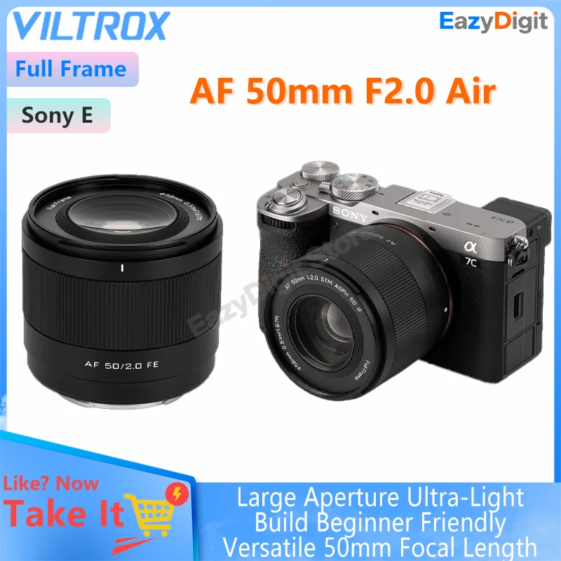 

VILTROX AF 50 мм F2.0 Air FE полнокадровый объектив с большим диафрагмой и автофокусом для Sony FE сверхлегкий, удобный для начинающих, универсальный