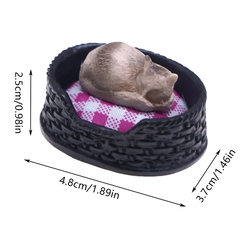 1/12 دمية محاكاة سرير قطة صغير نموذج دمية غرفة المعيشة الحيوانات الأليفة اكسسوارات الديكور المشهد الصغير البناء الدعائم