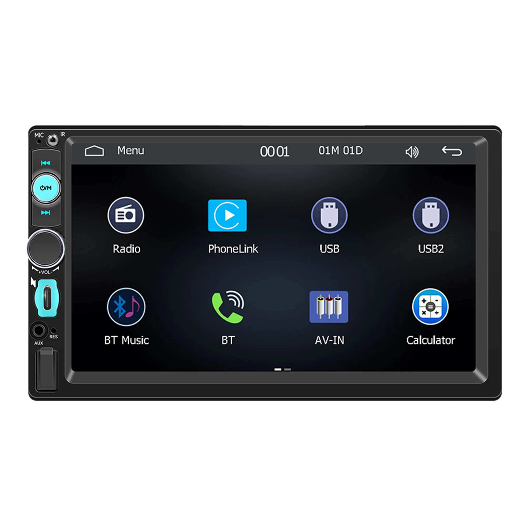 For F7010C 7-inch With Carplay / Android Dual-Spindle MP5 Car Navigation System + Steering Wheel Control + Marker + 12-Light Rear Pull