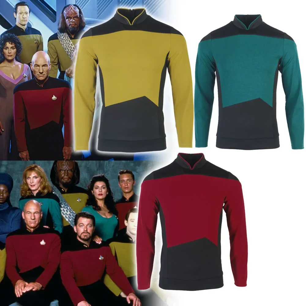 Star TNG la nouvelle génération Trek rouge jaune bleu chemise uniforme Cosplay Costume pour hommes manteau Halloween fête vêtements