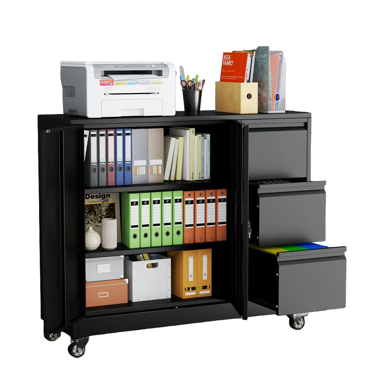 Metal Lateral File Cabinet with Drawer Organization Storage, Customized