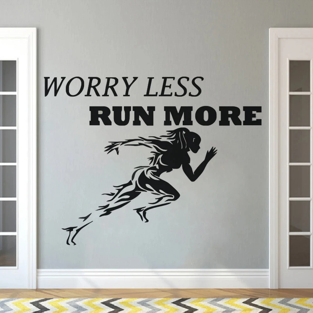 Female Wall Sticker For Gymnastics,Sports Wall Decal For Women,Motivational Quote,No Worries, More Exercise Wallpaper