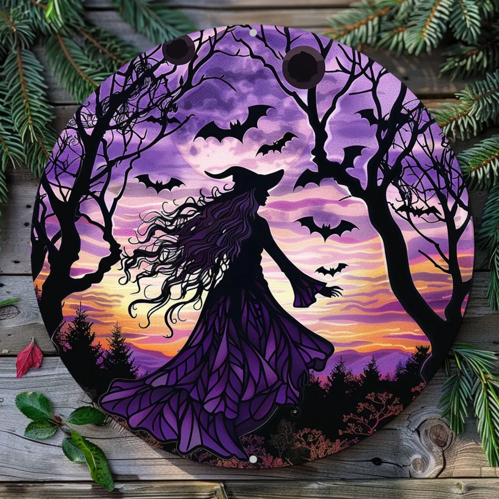 

Round Aluminum Sign Wall Art, Vintage Metal Sign, Witch Themed, Home Room Living Room Office Decor, Party Decor, Halloween Gifts