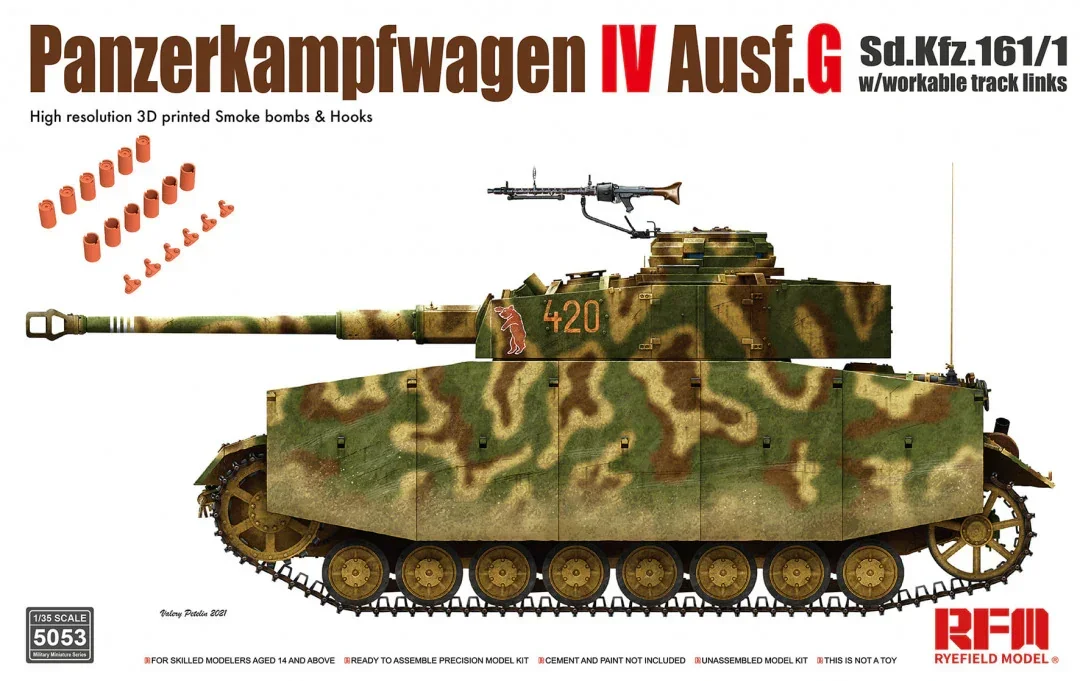 Kit modello di assemblaggio modello Ryefield RM-5053 Panzerkampfwagen IV Ausf. G più dopo Produzione 1/35