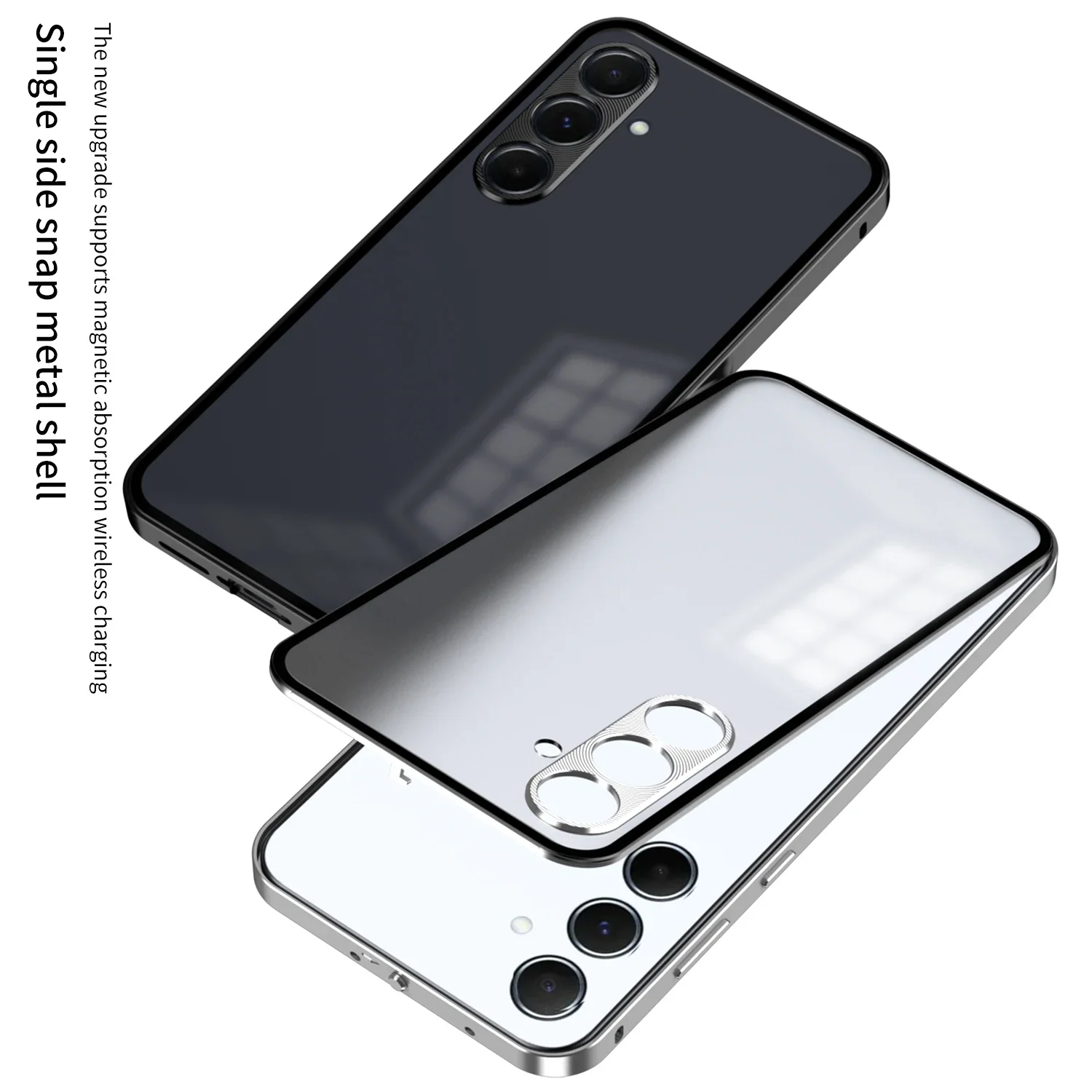 

Защитный магнитный бампер для Samsung Galaxy S23 FE S24 FE A15 A25 A35 A54 A55 5G Чехол для телефона Металлическая пружинная матовая задняя крышка