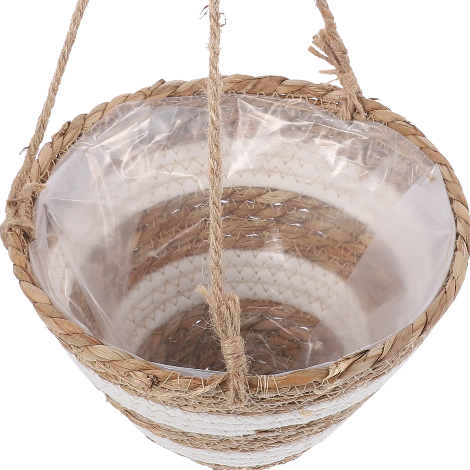 

Woven Flower Planter Hanging Basket Durable Straw Materials Balcony Garden Decor Herbs Ferns Succulents Display