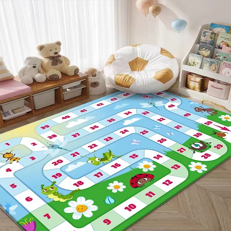 Alfombra de dibujos animados con dígitos para sala de estar, alfombra de juego decorativa para área grande, dormitorio de niños, estudio, antideslizante