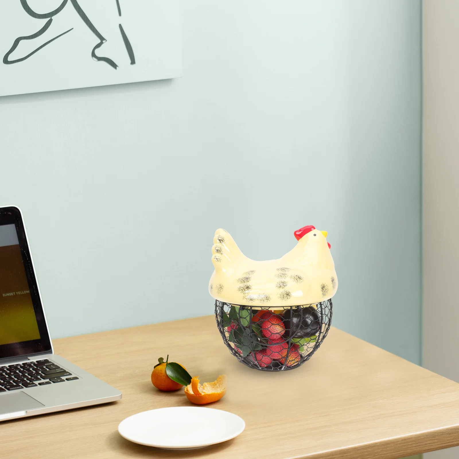 

Hen Shape Egg Basket Metal Mesh Wire Decorative Kitchen Storage Basket Household Multi-Function Egg Organizer for Eggs Fruits