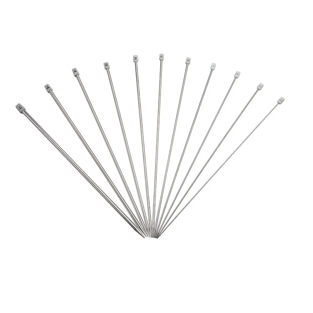 Straight Knitting Needles Stainless Steel Crochet Chunky Single Pointed Hooks Tools